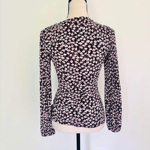 Boden Elodie Top - Faux Wrap Abstract Print V Neck Blouse Size 6 - Picture 7 of 8